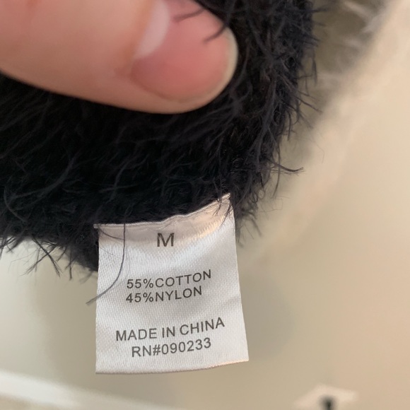 Gypsy Warrior Colorblock Cream Black Fuzzy Sweater - Picture 6 of 6